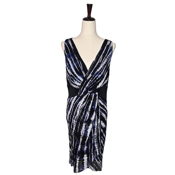 DKNY Printed V-Neck Knot-Front Sleeveless Dress Size 10 - Picture 3 of 10